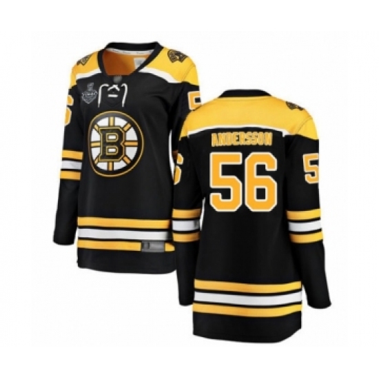 Women's Boston Bruins #56 Axel Andersson Authentic Black Home Fanatics Branded Breakaway 2019 Stanley Cup Final Bound Hockey Jersey - Ujersey
