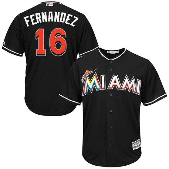 Men's Majestic Miami Marlins #16 Jose Fernandez Replica Black Alternate 2 Cool Base MLB Jersey - Ujersey
