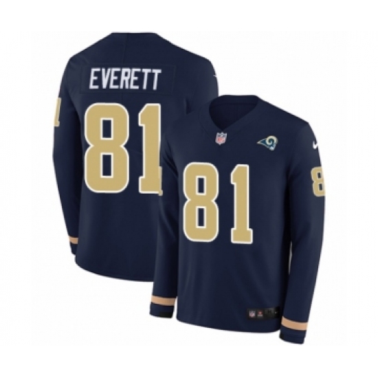 Youth Nike Los Angeles Rams #81 Gerald Everett Limited Navy Blue Therma Long Sleeve NFL Jersey - Ujersey