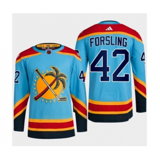 Men's Florida Panthers #42 Gustav Forsling Blue 2022-23 Reverse Retro Stitched Jersey - Ujersey