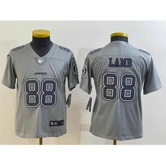 Youth Dallas Cowboys #88 CeeDee Lamb Grey Atmosphere Fashion 2022 Vapor Untouchable Stitched Nike Limited Jersey - Ujersey