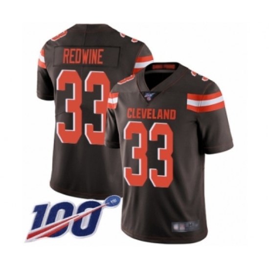 Men's Cleveland Browns #33 Sheldrick Redwine Brown Team Color Vapor Untouchable Limited Player 100th Season Football Jersey - Ujersey