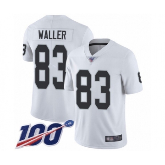 Youth Oakland Raiders #83 Darren Waller White Vapor Untouchable Limited Player 100th Season Football Jersey