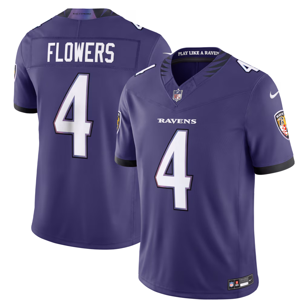 Men's Baltimore Ravens Zay Flowers Nike Purple Vapor F.U.S.E. Sewn Down Limited Jersey - Ujersey Shop