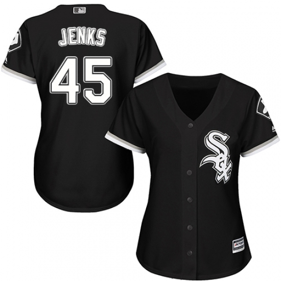 Women's Majestic Chicago White Sox #45 Bobby Jenks Authentic Black Alternate Home Cool Base MLB Jersey - Ujersey
