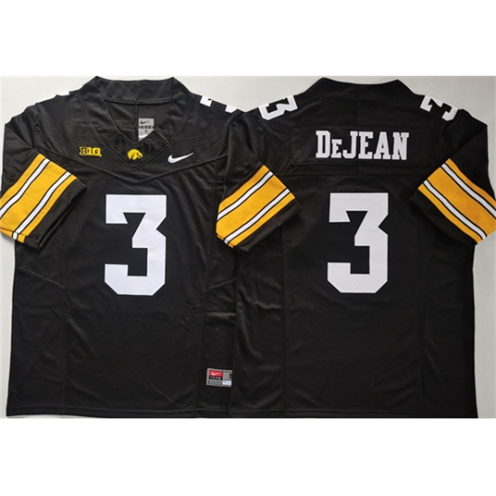 Men's Iowa Hawkeyes #3 Cooper DeJean Black F.U.S.E. Stitched Jersey - Ujersey