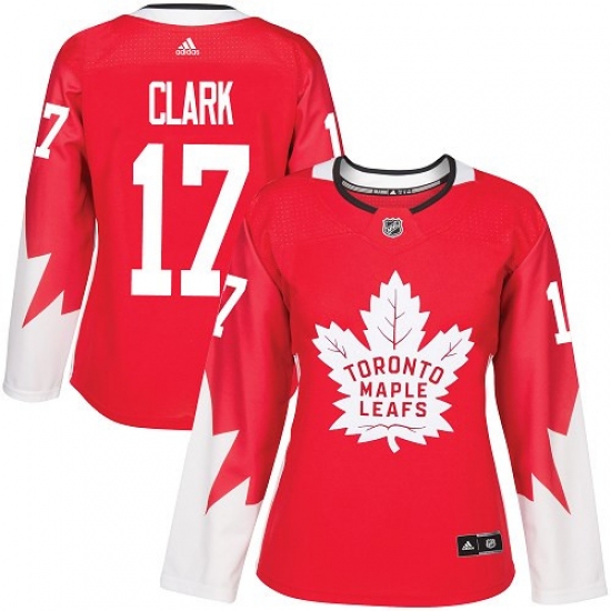 Women's Adidas Toronto Maple Leafs #17 Wendel Clark Authentic Red Alternate NHL Jersey - Ujersey
