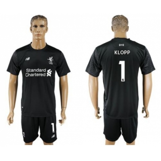 Liverpool #1 Klopp Black Goalkeeper Soccer Club Jersey