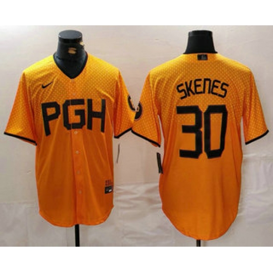 Men's Pittsburgh Pirates #30 Paul Skenes Yellow 2023 City Connect Stitched Jersey - Ujersey