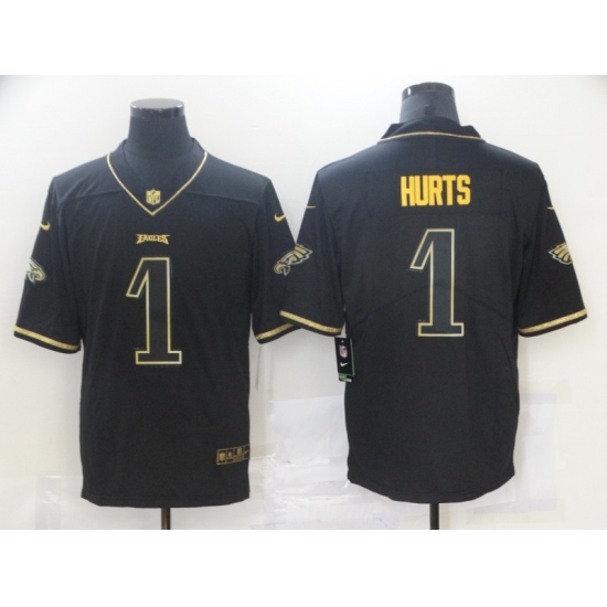 Men's Philadelphia Eagles #1 Jalen Hurts Black Gold Nike 2020 Salute To Service Limited Jersey - Ujersey