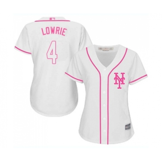 Women's New York Mets #4 Jed Lowrie Authentic White Fashion Cool Base Baseball Jersey - Ujersey