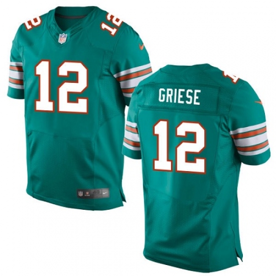 Men's Nike Miami Dolphins #12 Bob Griese Elite Aqua Green Alternate NFL Jersey - Ujersey