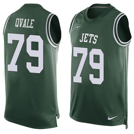 Men's Nike New York Jets #79 Brent Qvale Limited Green Player Name & Number Tank Top NFL Jersey - Ujersey