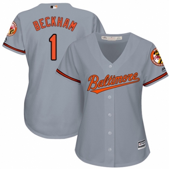 Women's Majestic Baltimore Orioles #1 Tim Beckham Replica Grey Road Cool Base MLB Jersey - Ujersey