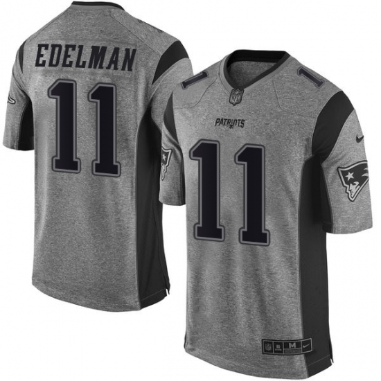 Men's Nike New England Patriots #11 Julian Edelman Limited Gray Gridiron NFL Jersey - Ujersey
