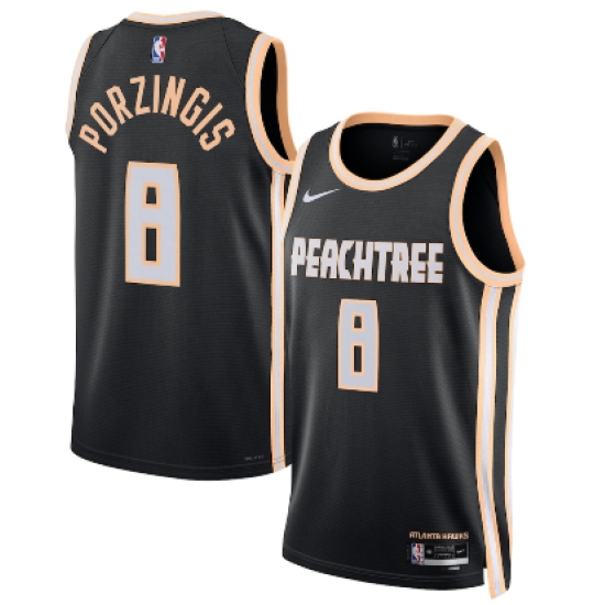 Men's Atlanta Hawks #8 Kristaps Porzingis Black 2025-26 City Edition Swingman Stitched Jersey - Ujersey