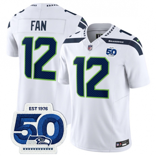Men's Seattle Seahawks #12 Fan White 2025 F.U.S.E. 50th Anniversary Vapor Limited Football Stitched Jersey - Ujersey