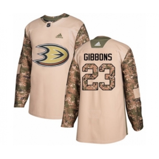 Men's Adidas Anaheim Ducks #23 Brian Gibbons Authentic Camo Veterans Day Practice NHL Jersey - Ujersey