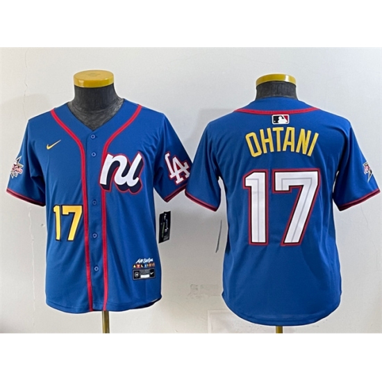 Youth National League #17 Shohei Ohtani Blue 2025 All-Star Edition Limited Stitched Baseball Jersey