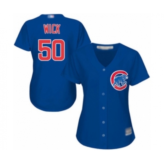 Women's Chicago Cubs #50 Rowan Wick Authentic Royal Blue Alternate Cool Base Baseball Player Jersey - Ujersey