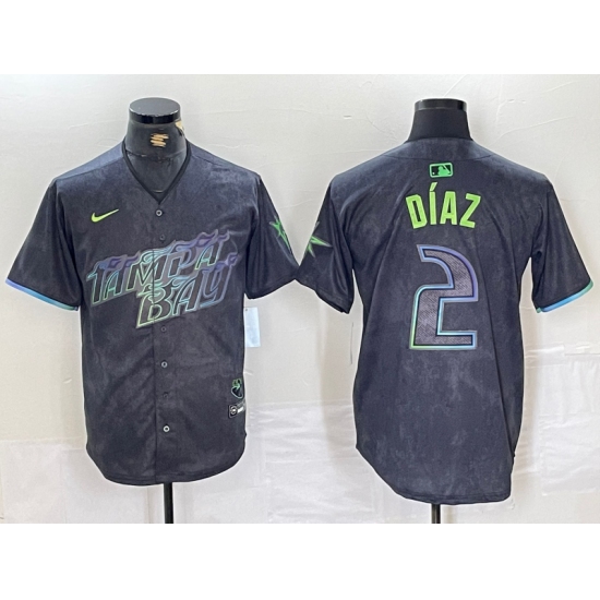 Men's Tampa Bay Rays #2 Yandy Diaz Charcoal 2024 City Connect Limited Stitched Jersey - Ujersey