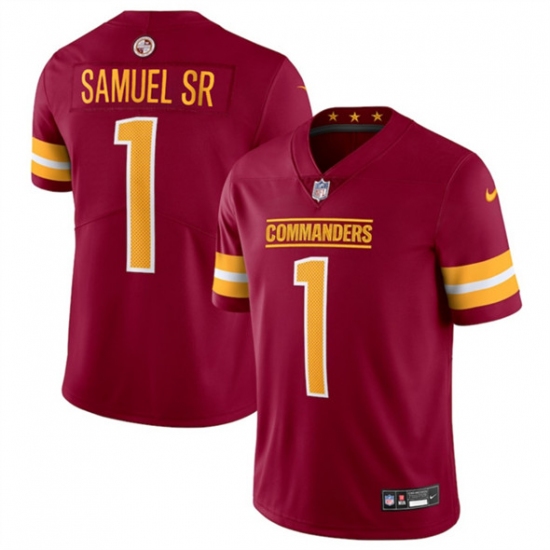 Men's Washington Commanders #1 Deebo Samuel Sr Burgundy 2025 Vapor Limited Football Stitched Jersey - Ujersey