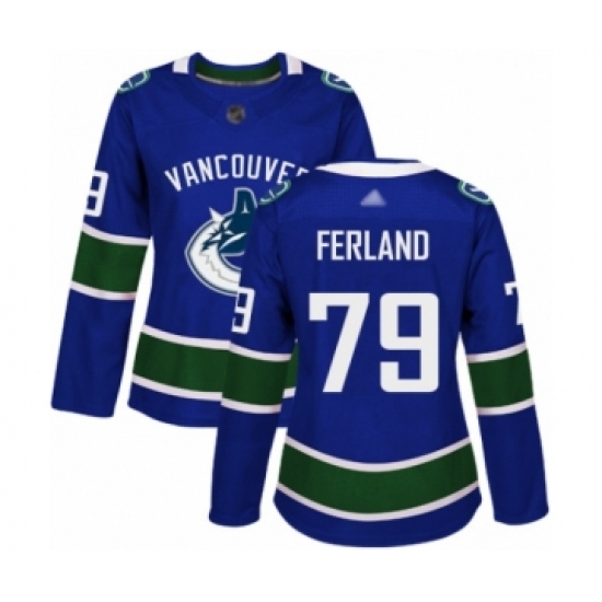 Women's Vancouver Canucks #79 Michael Ferland Authentic Blue Home Hockey Jersey - Ujersey
