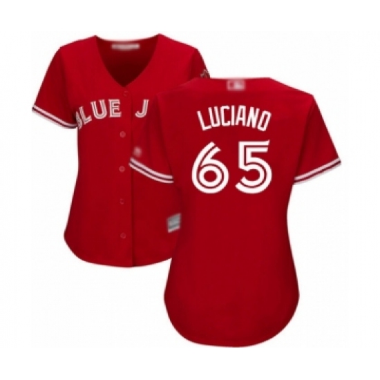 Women's Toronto Blue Jays #65 Elvis Luciano Authentic Scarlet Alternate Baseball Player Jersey - Ujersey