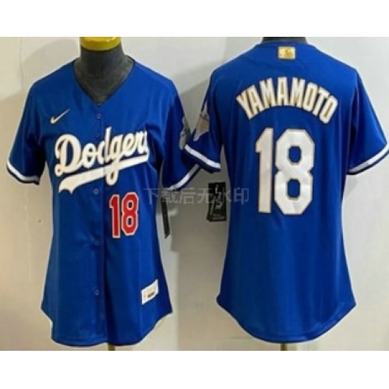 Women's Los Angeles Dodgers #18 Yoshinobu Yamamoto MVP Blue Limited Stitched Jersey - Ujersey