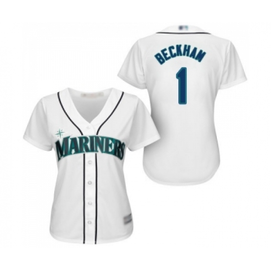 Women's Seattle Mariners #1 Tim Beckham Replica White Home Cool Base Baseball Jersey - Ujersey