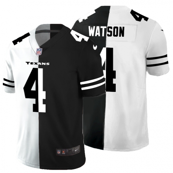 Men's Houston Texans #4 Deshaun Watson Black White Limited Split Fashion Football Jersey - Ujersey