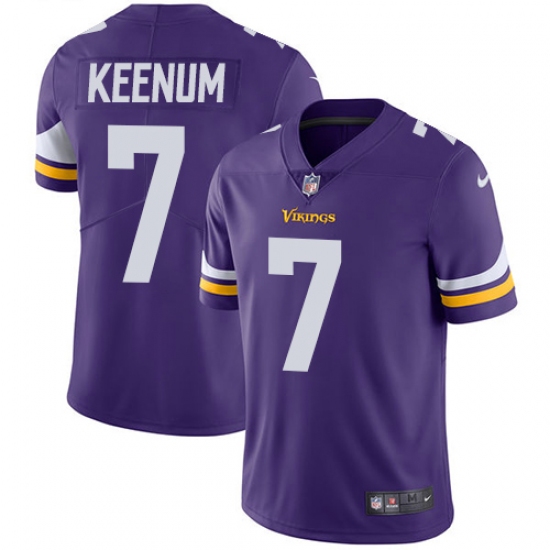 Men's Nike Minnesota Vikings #7 Case Keenum Purple Team Color Vapor Untouchable Limited Player NFL Jersey - Ujersey