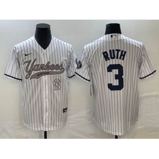 Men's New York Yankees #3 Babe Ruth White Cool Base Stitched Baseball Jersey - Ujersey