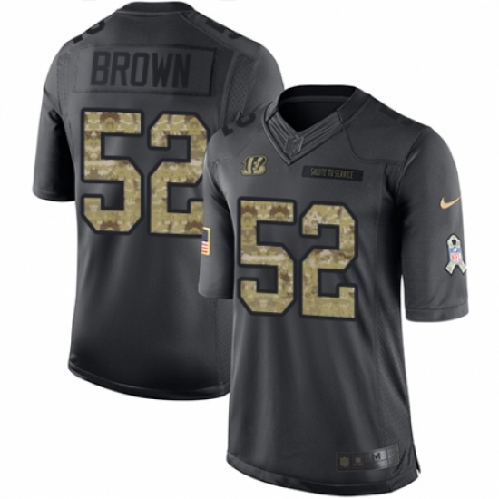Youth Nike Cincinnati Bengals #52 Preston Brown Limited Black 2016 Salute to Service NFL Jersey - Ujersey
