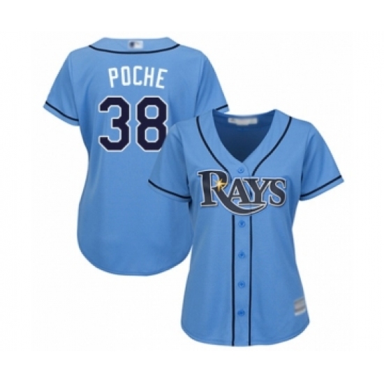 Women's Tampa Bay Rays #38 Colin Poche Authentic Light Blue Alternate 2 Cool Base Baseball Player Jersey - Ujersey