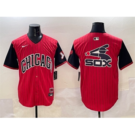 Men's Chicago White Sox Team Big Logo Red Black 2025 City Connect Limited Stitched Baseball Jersey - ujerseystore