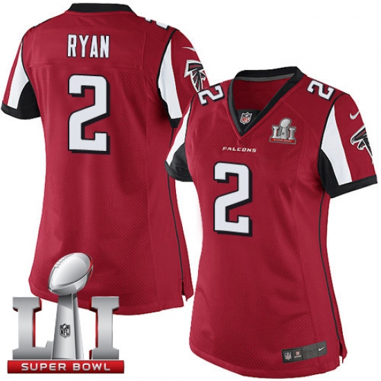 Women's Nike Atlanta Falcons #2 Matt Ryan Red Team Color Super Bowl LI 51 Vapor Untouchable Limited Player NFL Jersey - Ujersey