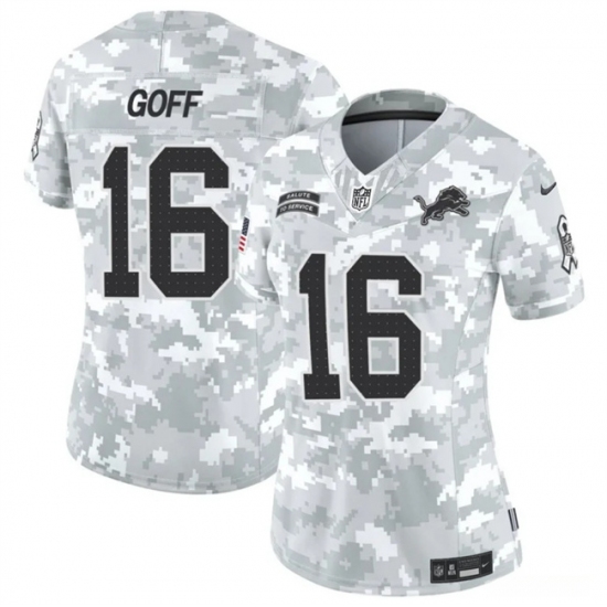 Women's Detroit Lions #16 Jared Goff 2024 F.U.S.E Arctic Camo Salute To Service Limited Stitched Jersey(Run Small) - Ujersey