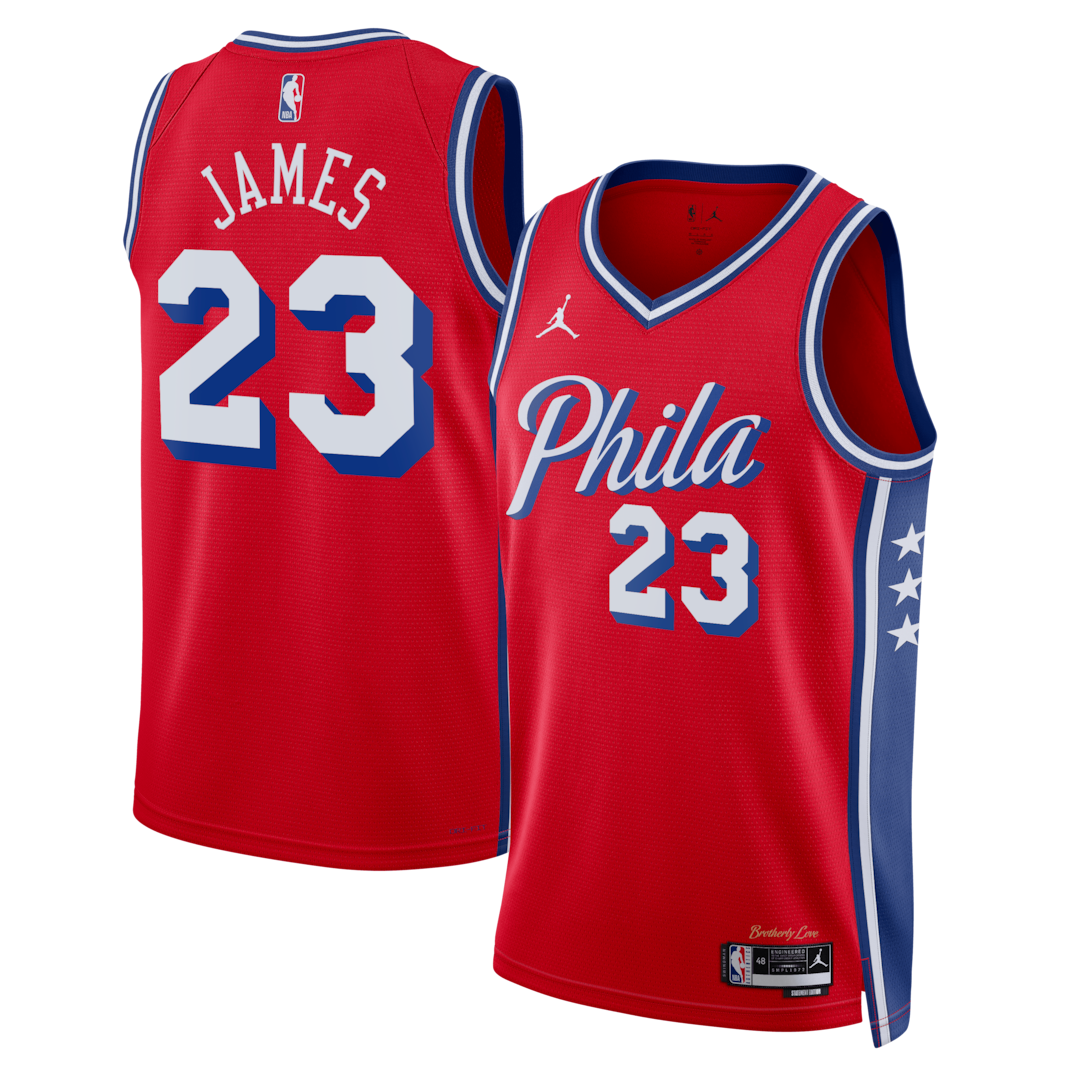 Unisex Philadelphia 76ers LeBron James Jordan Brand Red Swingman Jersey - Statement Edition - Ujersey