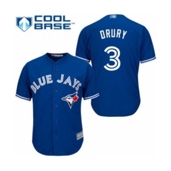Youth Toronto Blue Jays #3 Brandon Drury Authentic Blue Alternate Baseball Player Jersey - Ujersey