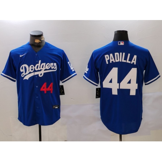 Men's Los Angeles Dodgers #44 Vicente Padilla Number Blue Cool Base Stitched Jersey - Ujersey
