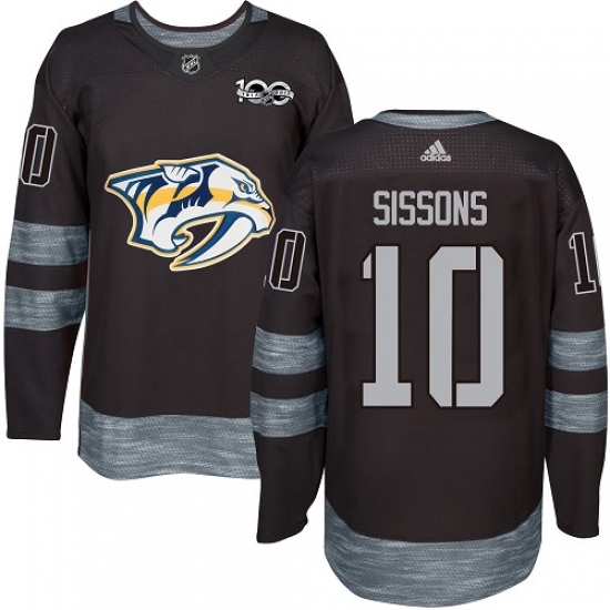 Men's Adidas Nashville Predators #10 Colton Sissons Authentic Black 1917-2017 100th Anniversary NHL Jersey - Ujersey