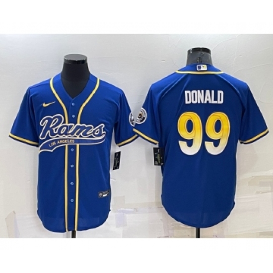 Men's Los Angeles Rams #99 Aaron Donald Blue Stitched Cool Base Nike Baseball Jersey - Ujersey