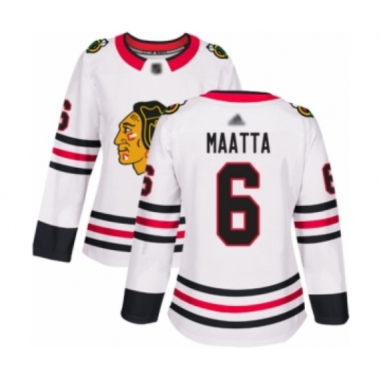 Women's Chicago Blackhawks #6 Olli Maatta Authentic White Away Hockey Jersey - Ujersey