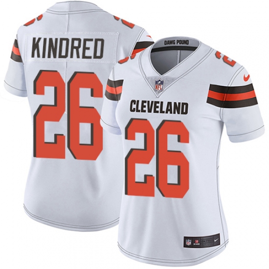 Women's Nike Cleveland Browns #26 Derrick Kindred White Vapor Untouchable Limited Player NFL Jersey - Ujersey