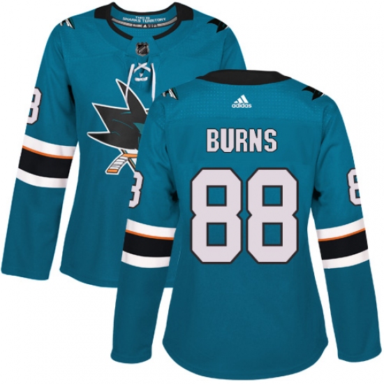 Women's Adidas San Jose Sharks #88 Brent Burns Premier Teal Green Home NHL Jersey - Ujersey