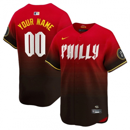 Men's Philadelphia Phillies Active Player Custom Red 2024 City Connect Limited Stitched Jersey - Ujersey