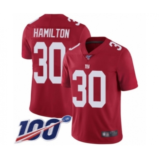 Youth New York Giants #30 Antonio Hamilton Red Limited Red Inverted Legend 100th Season Football Jersey - Ujersey
