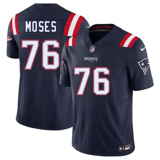 Men's New England Patriots #76 Morgan Moses Navy 2025 F.U.S.E. Vapor Limited Football Stitched Jersey - Ujersey