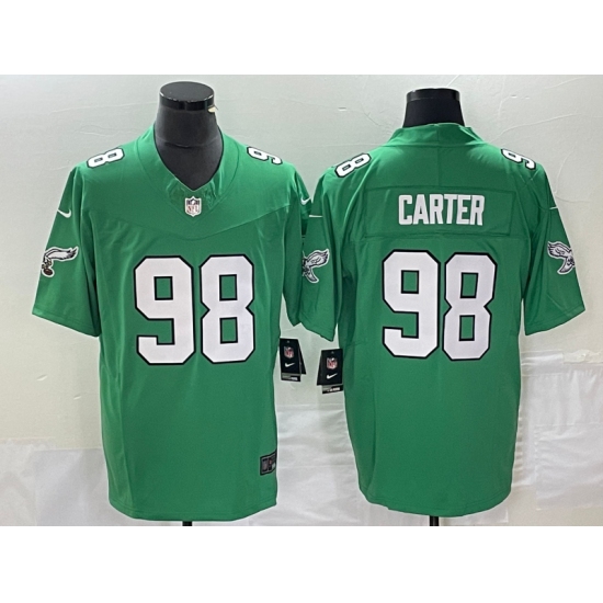 Men's Nike Philadelphia Eagles #98 Jalen Carter Green 2023 F.U.S.E. Vapor Limited Throwback Stitched Football Jersey - Ujersey